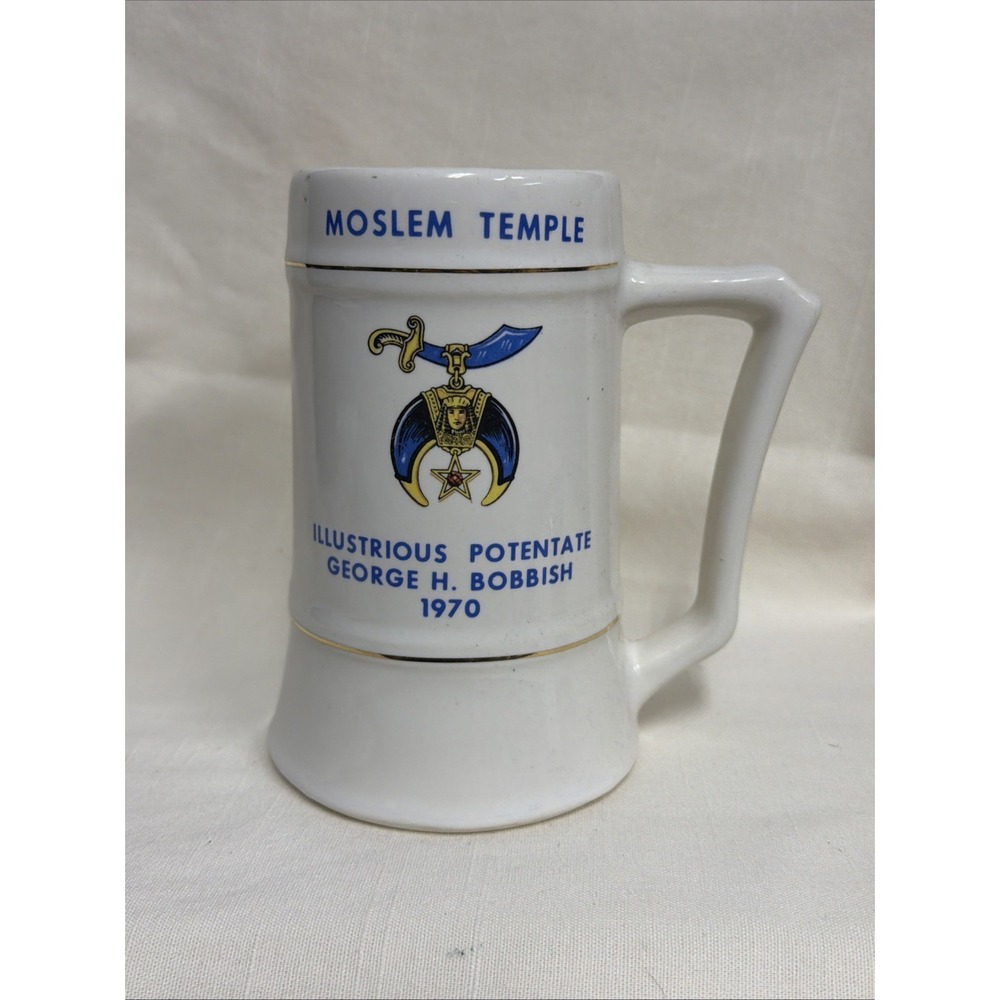 Vintage Masonic Shriners Freemason Coffee Cermic‎ Mug Illustrious Potente 1970